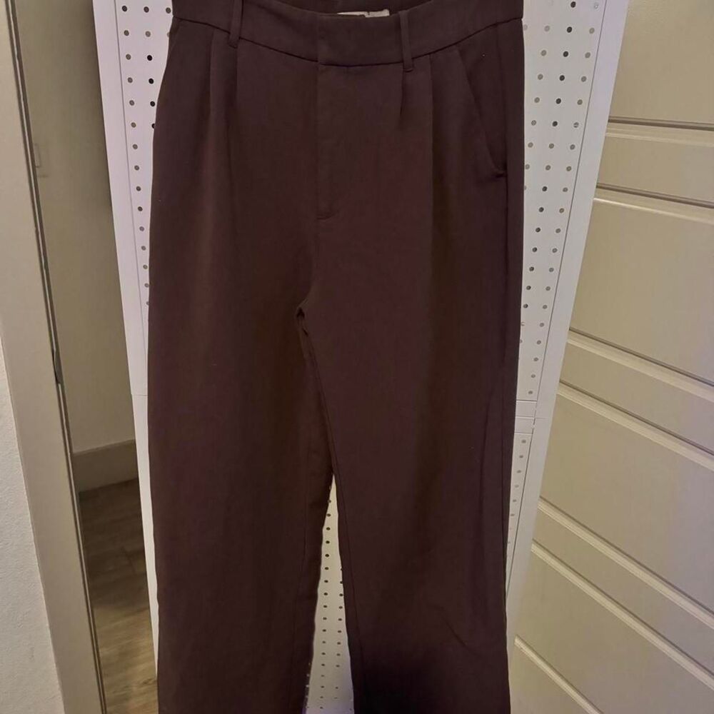 Abercrombie & Fitch Chocolate Brown Pleated Wide Leg Trousers Size Medium